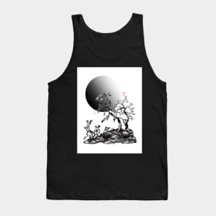 SumiE japanese pines with a big full moon Tank Top